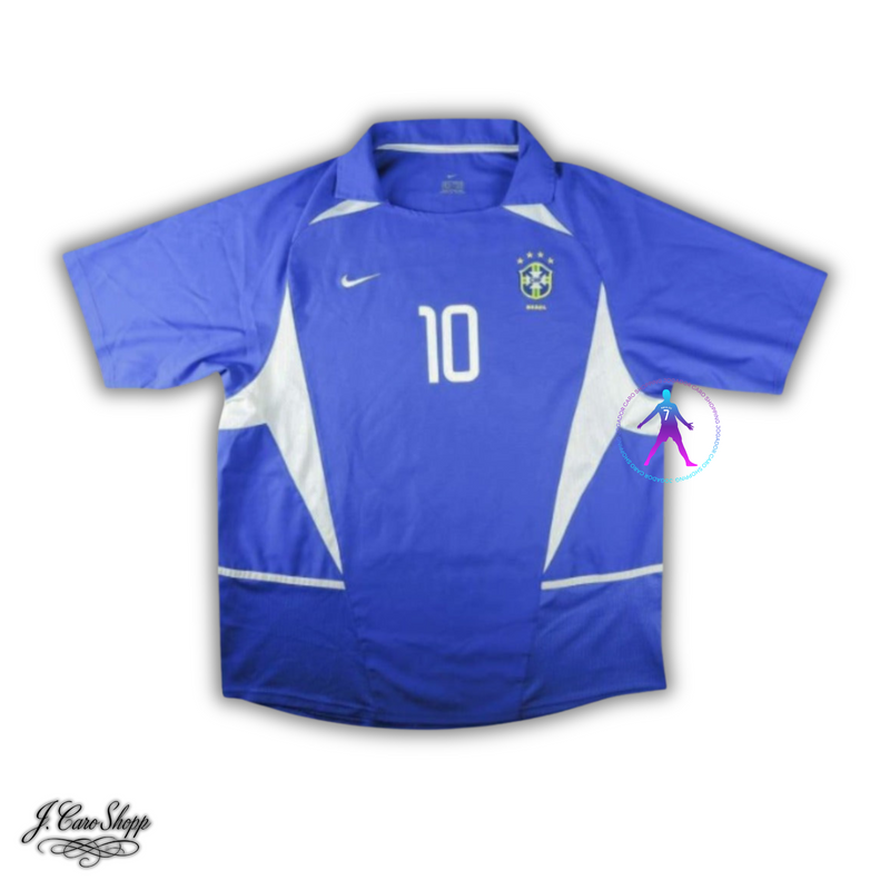 Camisa 2002 Seleção Brasileira II Masculina Azul - Modelo Retrô
