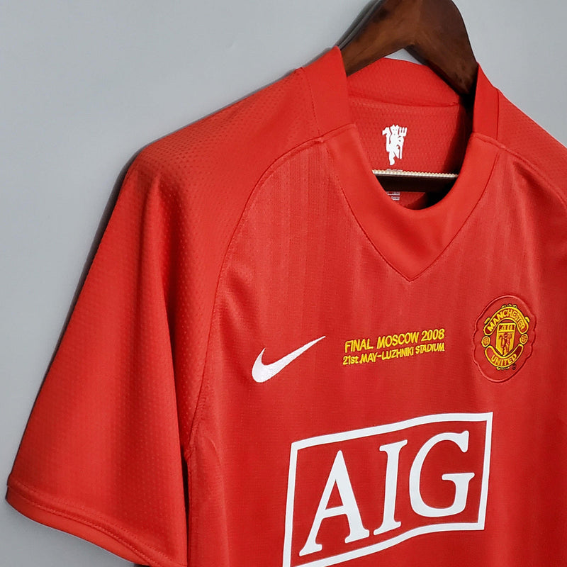 Camisa Manchester United  Vermelha 2007/08 Champions League Edition Masculina - Modelo Retrô