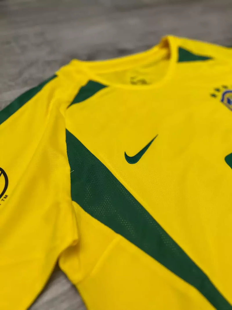 Camisa Seleção Brasil I 2002 Amarela - Modelo Retrô