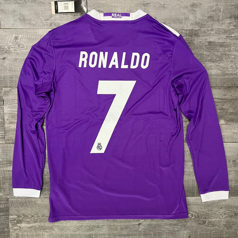 Camisa Real Madrid Roxa 2016/17 Manga Longa Masculina  - Modelo Retrô