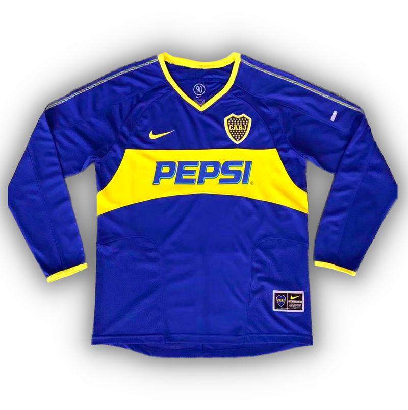Camisa Boca Juniors Manga Longa 2003/04 Azul - Modelo Retrô