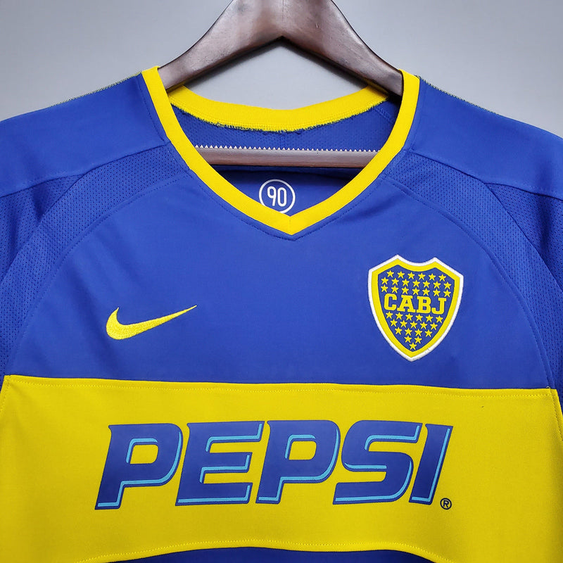 Camisa Boca Juniors Manga Longa 2003/04 Azul - Modelo Retrô