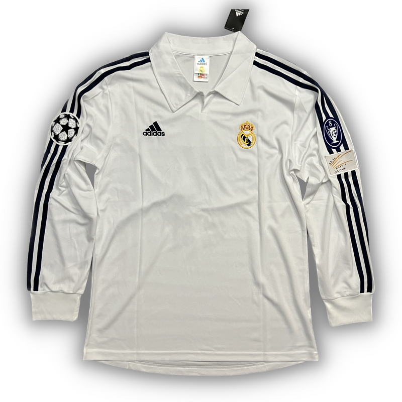 Camisa Real Madrid Manga Longa I 2001/02 Branca - Modelo Retrô