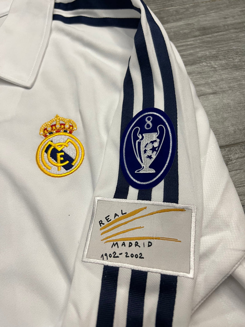 Camisa Real Madrid Manga Longa I 2001/02 Branca - Modelo Retrô