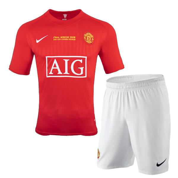 Conjunto Infantil Manchester United Champions League Final 2007/08 Vermelho - Modelo Retrô