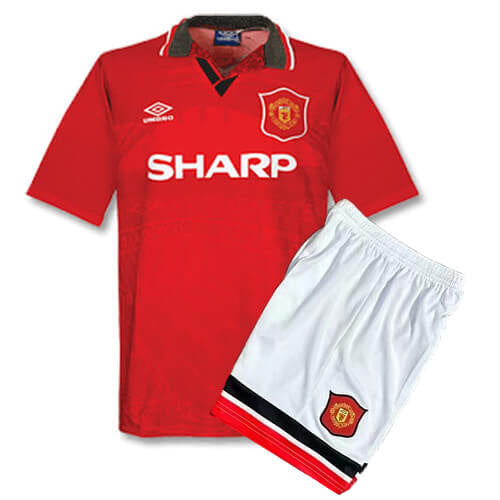 Conjunto Infantil Manchester United  1994/96 Vermelho - Modelo Retrô