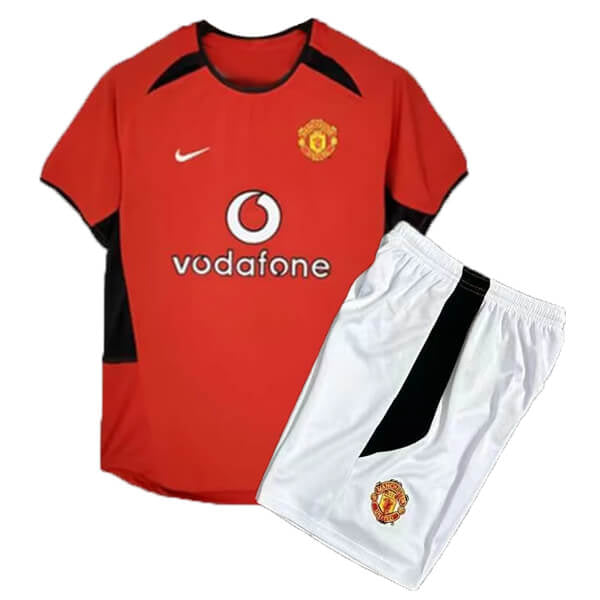 Conjunto Infantil Manchester United 2002/04 Vermelho - Modelo Retrô