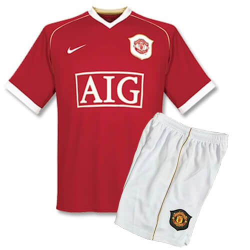 Conjunto Infantil Manchester United 2006/07 Vermelho - Modelo Retrô