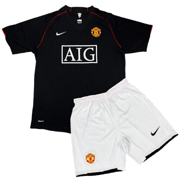 Conjunto Infantil Manchester United 2007/08 Preto - Modelo Retrô