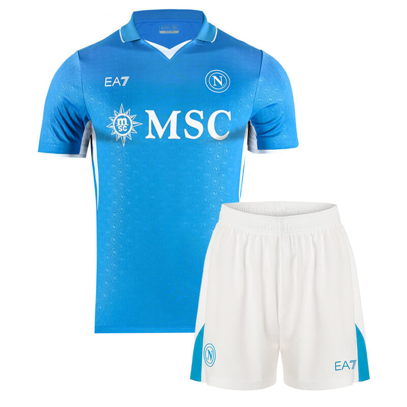 Conjunto Infantil  Napoli 2024/25 Azul - Modelo Torcedor