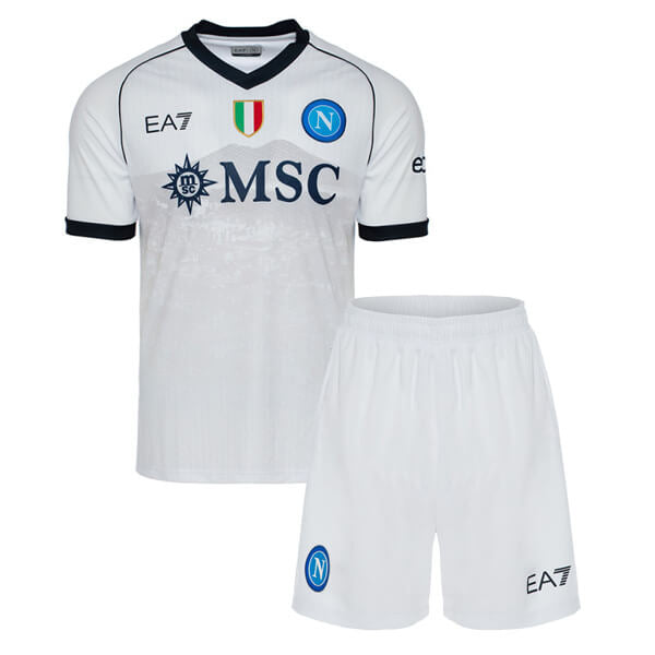 Conjunto Infantil  Napoli 2024/25 Branco - Modelo Torcedor