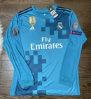 Camisa Real Madrid lll Azul 2017/18 Manga Longa Masculina  - Modelo Retrô