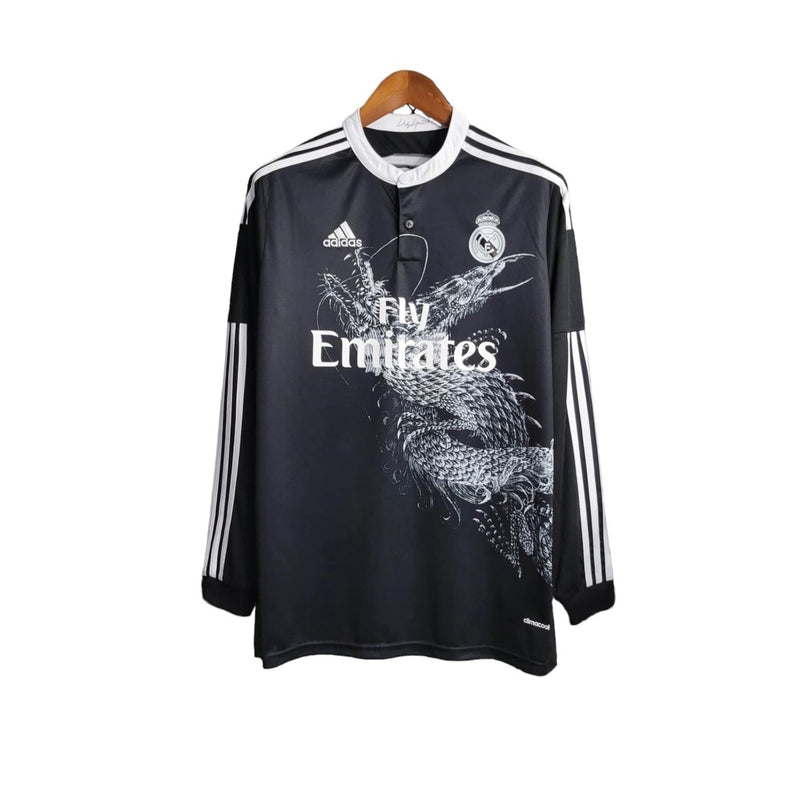 Camisa Real madrid lll Preta 2014/15 Manga Longa Masculina - Modelo Retrô