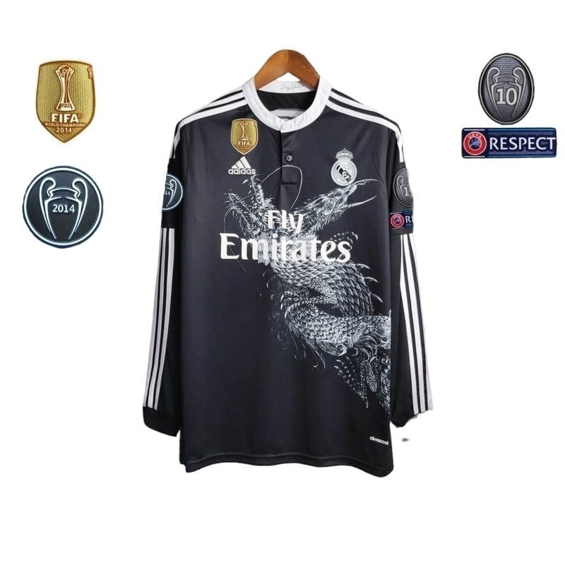 Camisa Real madrid lll Preta 2014/15 Manga Longa Masculina - Modelo Retrô