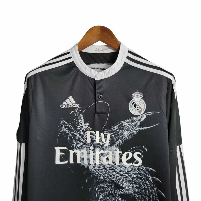 Camisa Real madrid lll Preta 2014/15 Manga Longa Masculina - Modelo Retrô