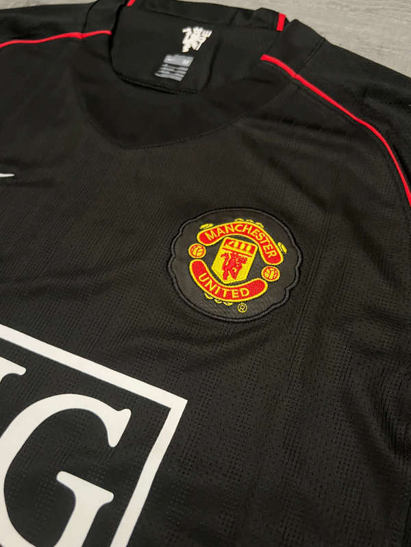 Camisa Manchester United  lll Preto 2007/08 Champions League Edition Masculina - Modelo Retrô