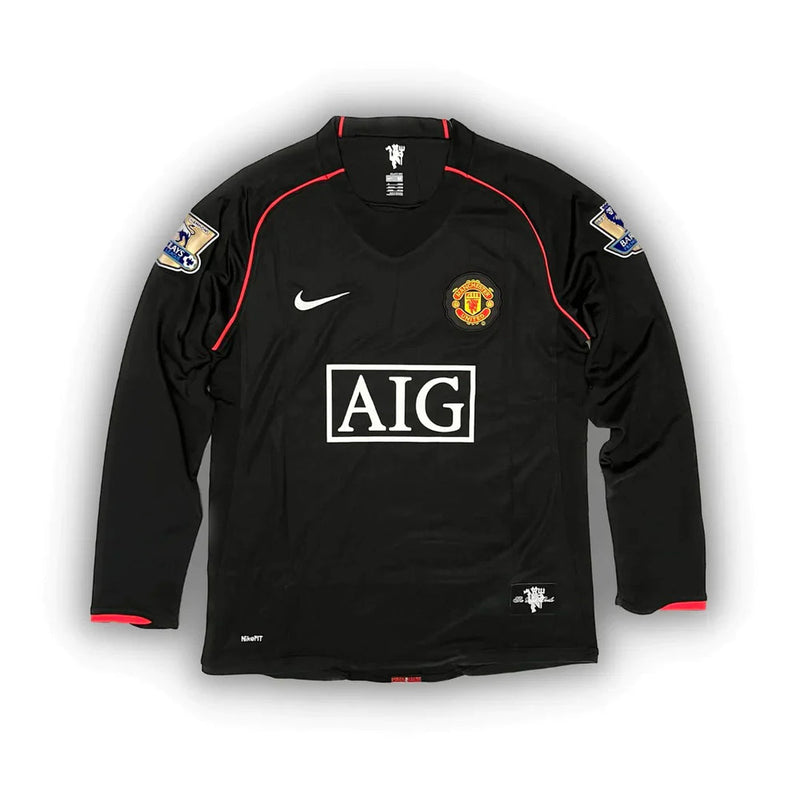 Camisa Manchester United Manga Longa Preta 2007/08 Masculino - Modelo Retrô