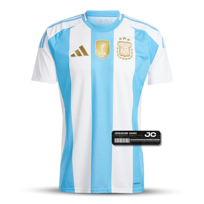 Camisa Seleção Argentina l 2024/25 Azul e Branca + Patch Campeão - Modelo Torcedor