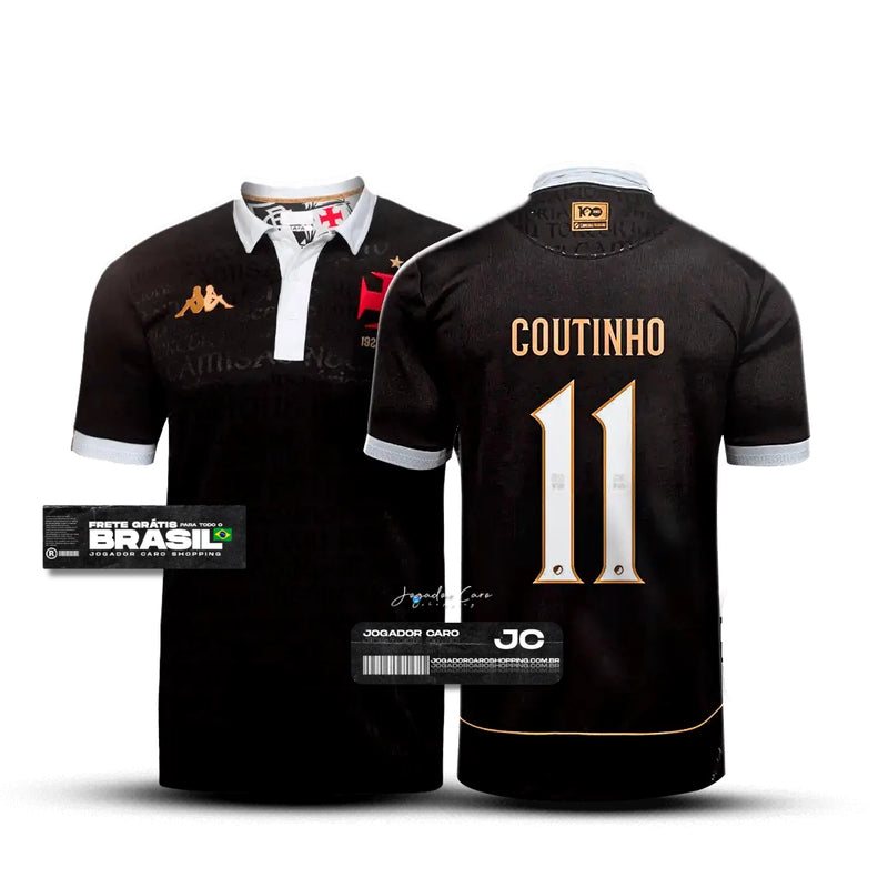 Camisa Vasco da Gama lll 2023/24 Preta + COUTINHO 11 - Modelo Torcedor