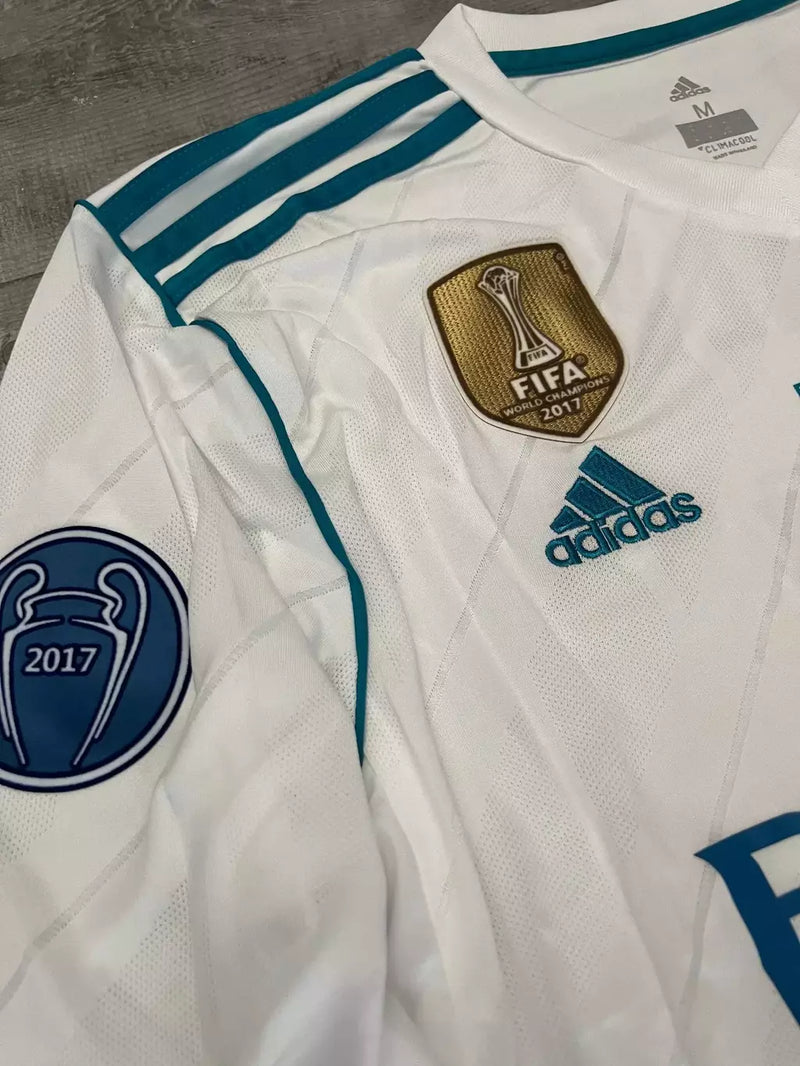 Camisa Retrô Real Madrid Branca Manga Longa I 2017/18 - Modelo Retrô