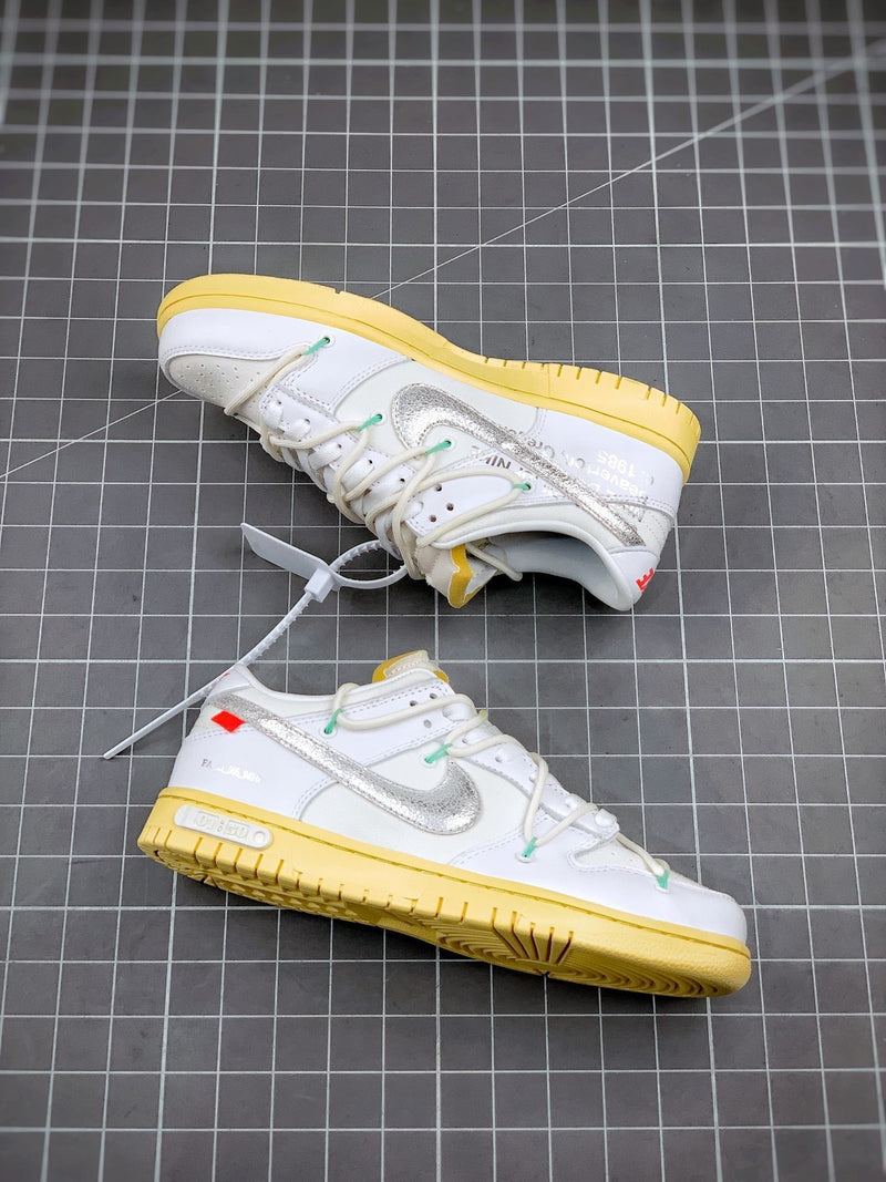 Tênis Nike SB Dunk Low x Off-White 'The 50 - White' - Rei da Pelada