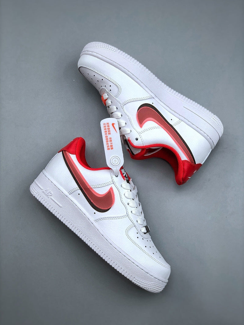 Tênis Nike Air Force 1 Low Double Swoosh Bright Crimson (GS) - Rei da Pelada