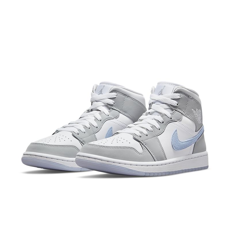 Tênis Nike AIr Jordan 1 Mid Wolf Grey Aluminum - Rei da Pelada