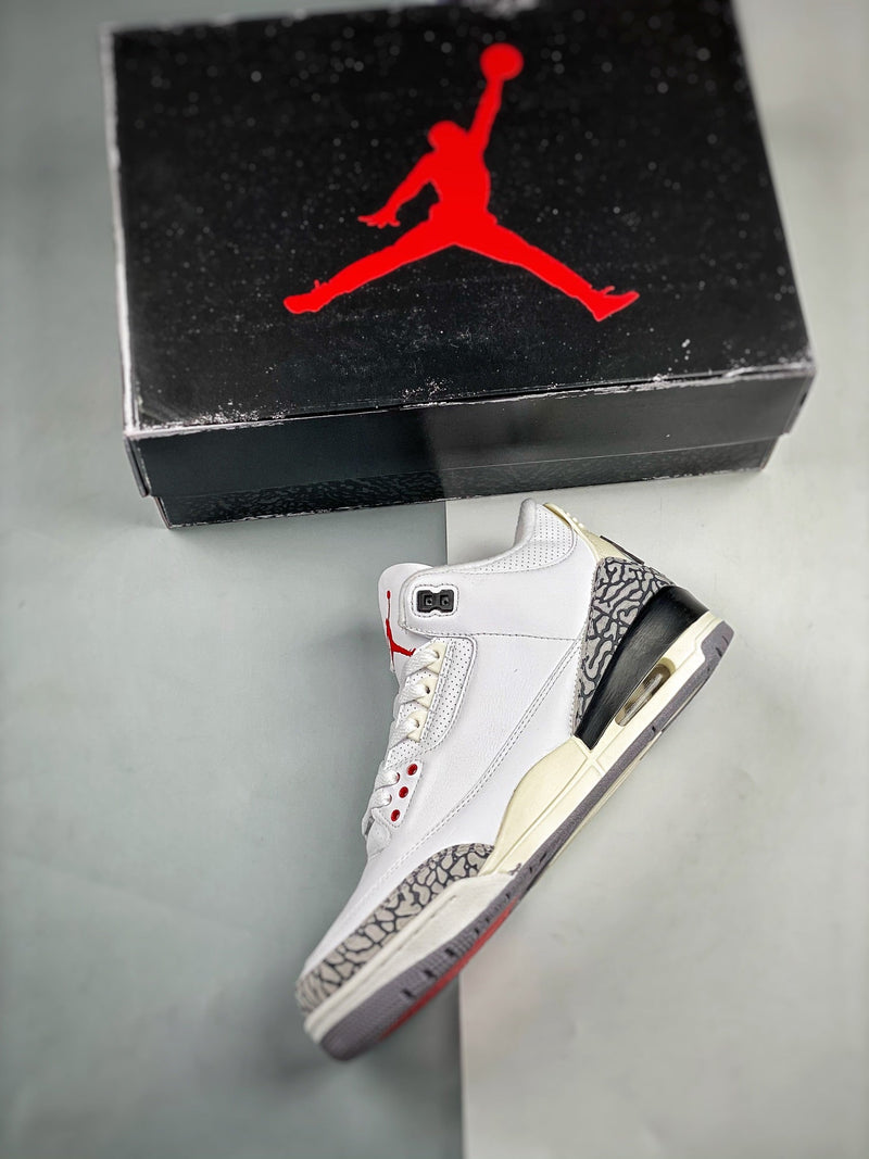 Tênis Nike Air Jordan 3 White Cement Reimagined" - Rei da Pelada