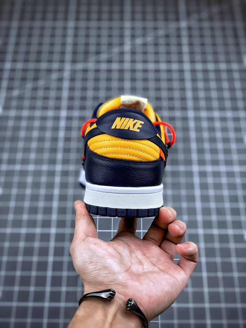 Tênis Nike SB Dunk Low x Off-White University Gold Midnight Navy - Rei da Pelada