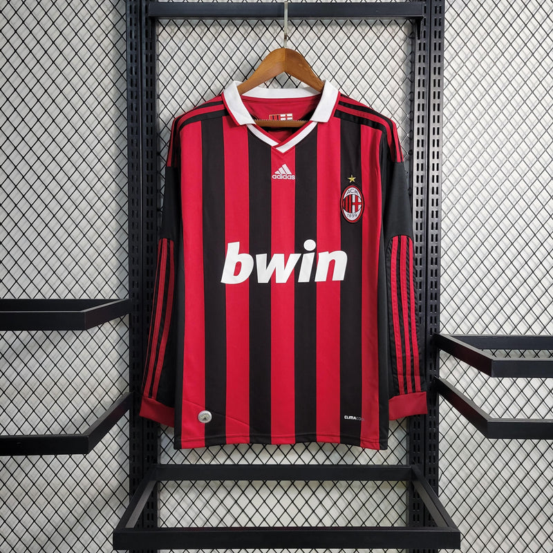 Camisa Milan Home (1) 2009/10 Adidas Retrô Manga Longa Masculina