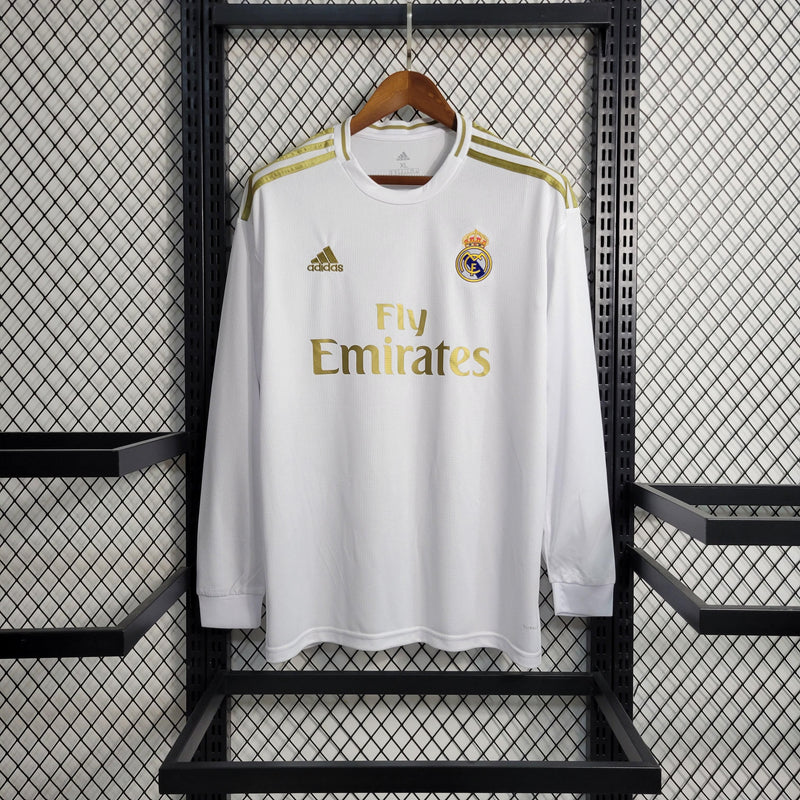 Camisa Real Madrid Home (1) 2019/20 Adidas Retrô Manga Longa Masculina