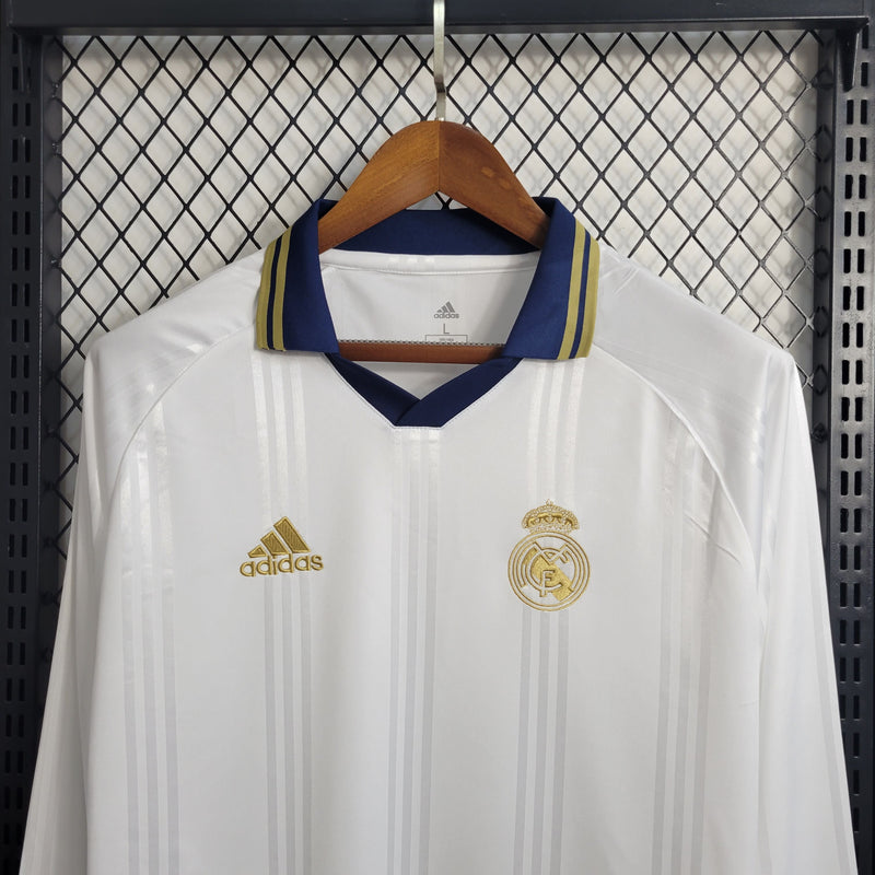 Camisa Real Madrid Treino 2019/20 Adidas Retrô Manga Longa Masculina