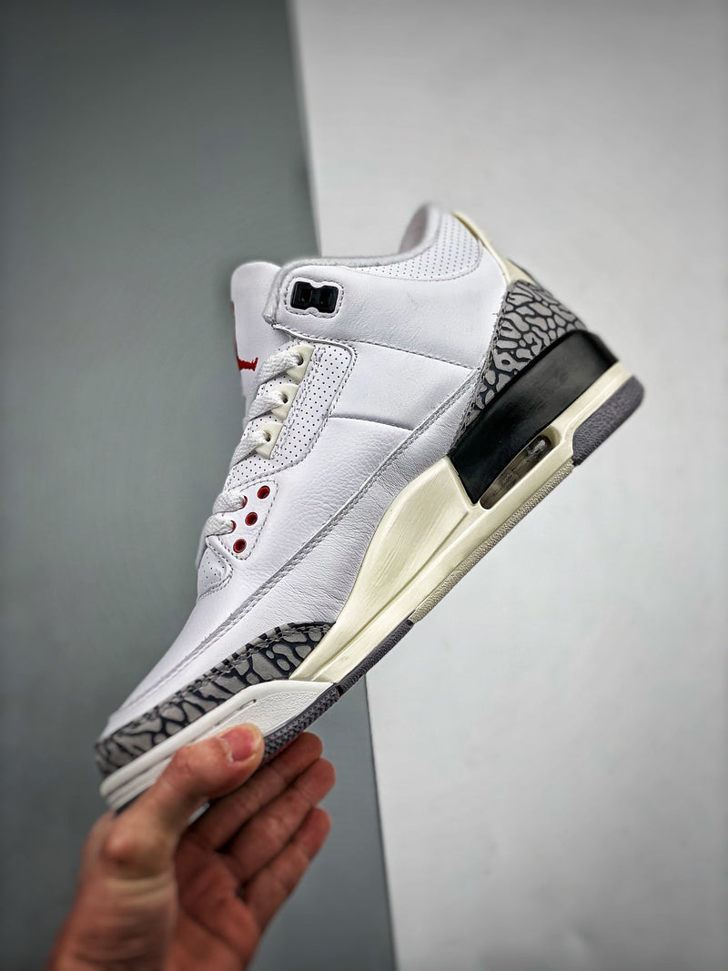 Tênis Nike Air Jordan 3 White Cement Reimagined" - Rei da Pelada