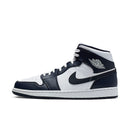 Tênis Nike Air Jordan 1 Mid White Metallic Gold Obsidian - Rei da Pelada