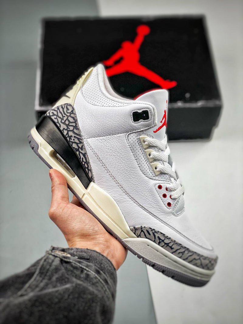 Tênis Nike Air Jordan 3 White Cement Reimagined" - Rei da Pelada