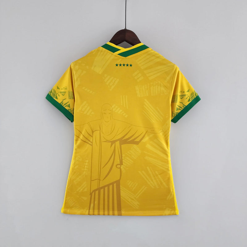 Camisa Feminina Seleção Brasil 2022/22 Amarelo Conceito